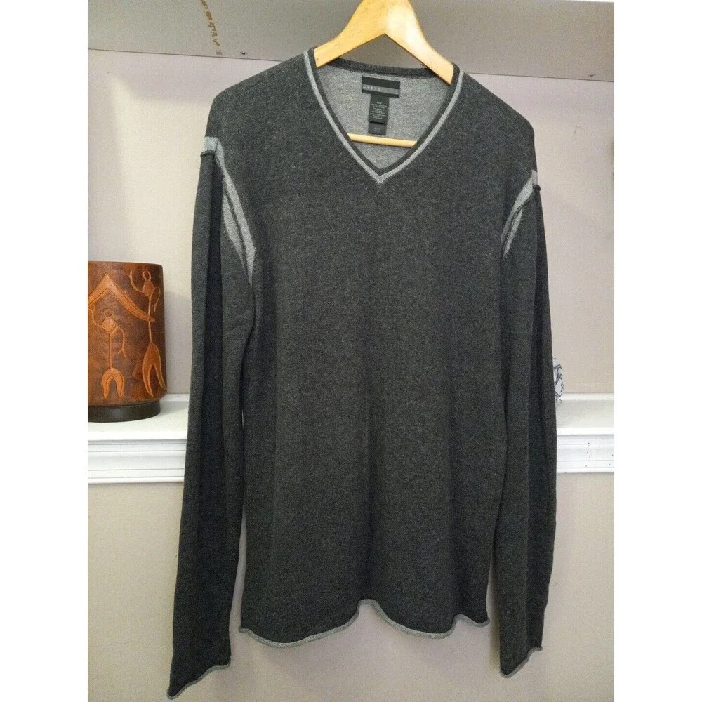 Guess‎ Mens Grey/light Grey Wool Blend Long Sleeve Pullover Sweater Size M